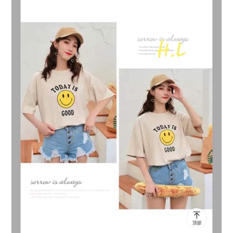 Áo phông nữ mặt cười Today HLU0419