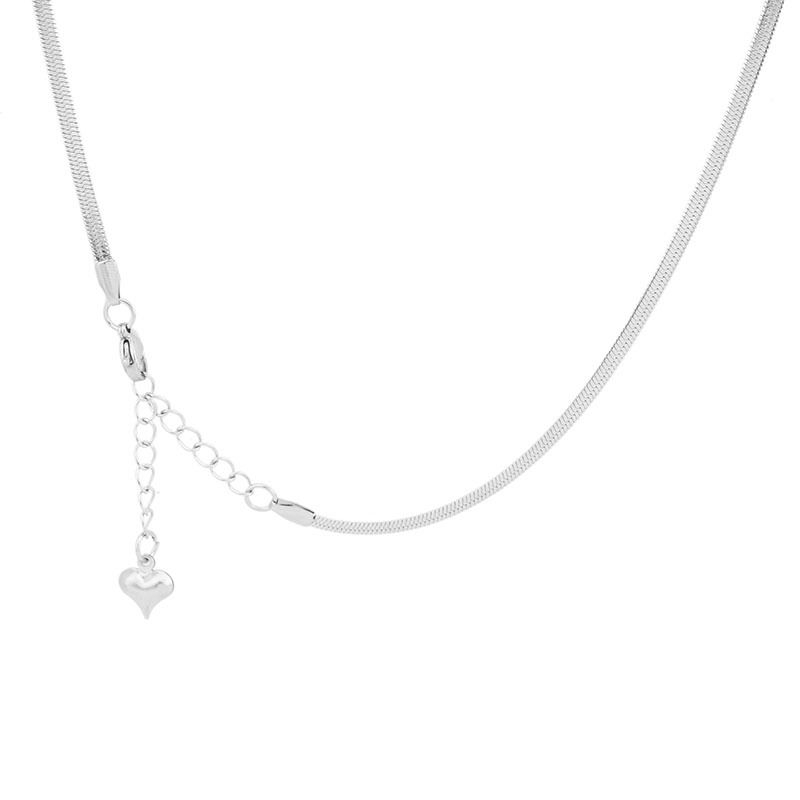 Dây chuyền ngắn dạng xương rắn bản rộng dẹt bằng thép titan cá tính 22415