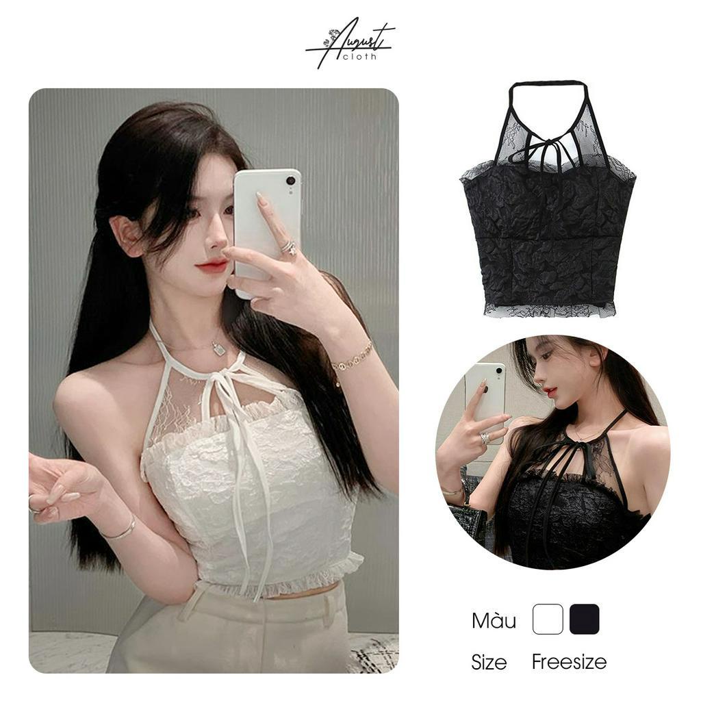 [Augustcloth] Áo yếm hai dây ren đen phong cách Hàn Quốc