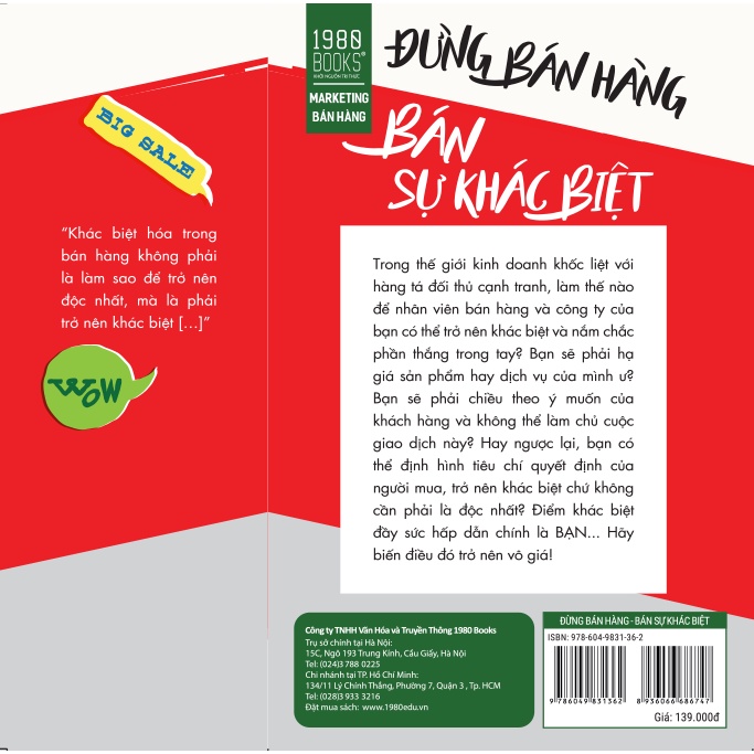 Sách - Đừng Bán Hàng - Bán Sự Khác Biệt