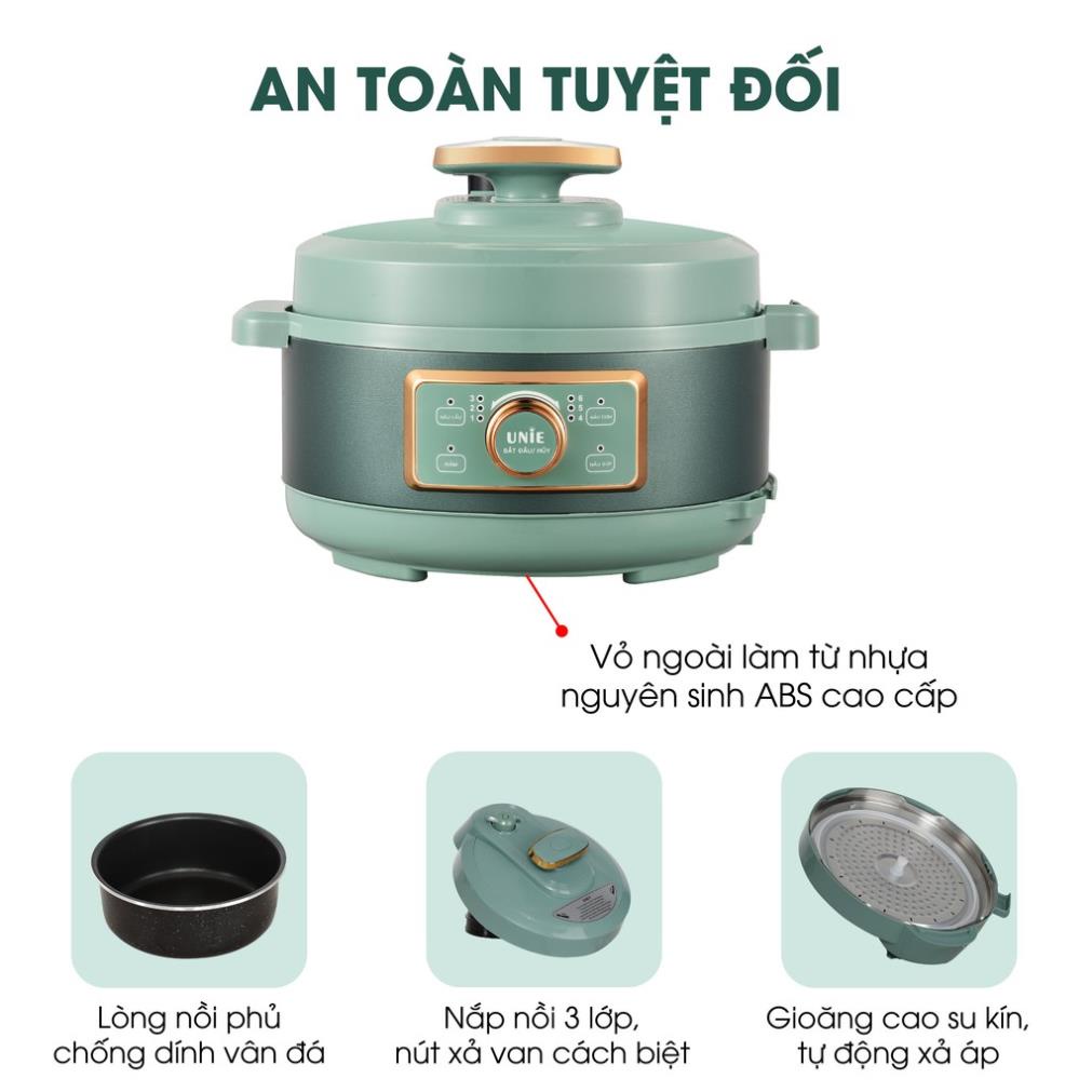 [Mã ELHADEV giảm 4% đơn 300K] Nồi áp suất điện đa năng Unie UN630, công suất 1300W, dung tích 3L,bảo hành chính hãng