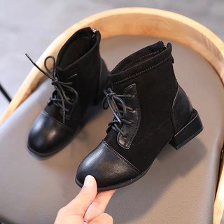 Bốt Cho Bé Gái Cổ Cao Da Lộn Pha Da Siêu Đẹp