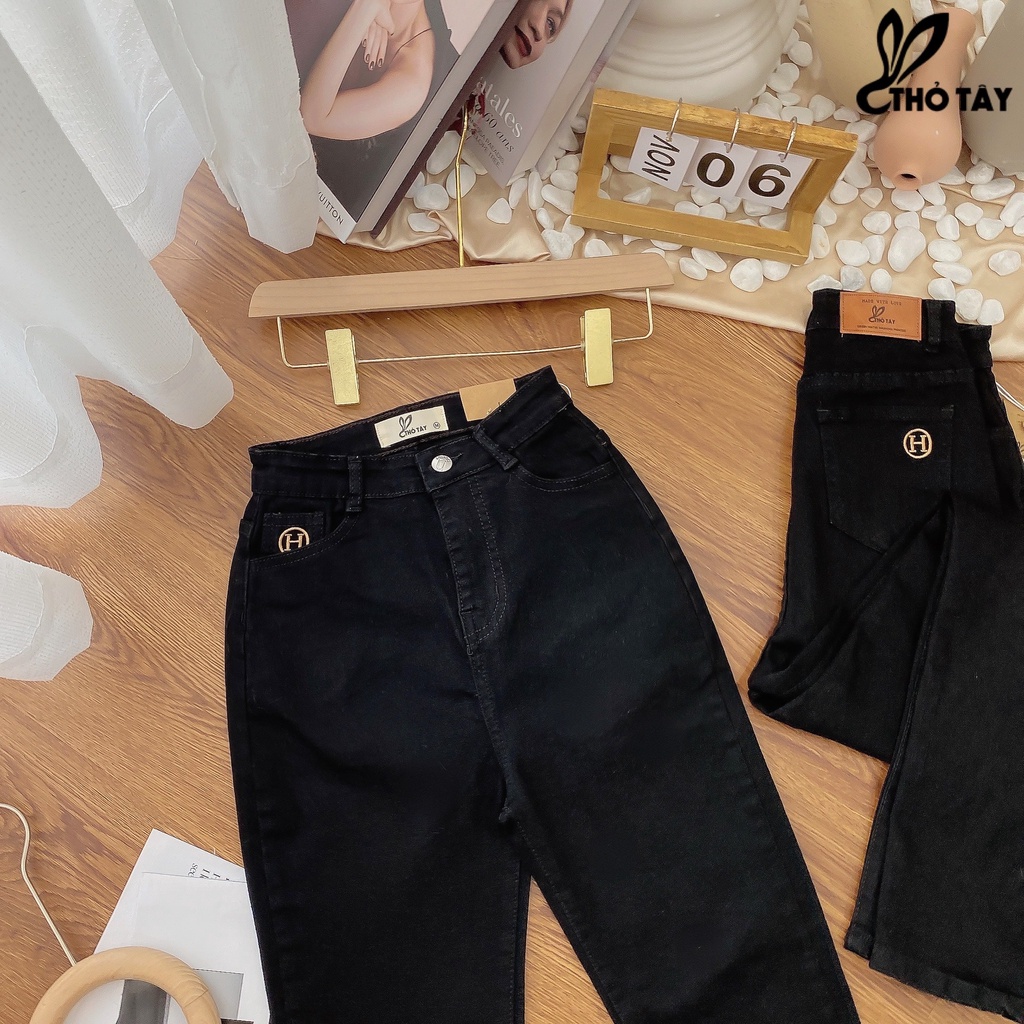 Quần jeans trơn đen THỎ TÂY Q259C176