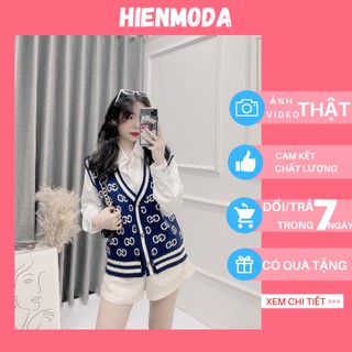 Áo len gile nữ hàn quốc , áo khoác gile len gucci cúc