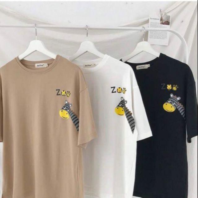 [Có video]  Áo phông form rộng tay lỡ unisex - Áo thun hình hưu cao cổ cute - Sỉ áo thun số lượng lớn