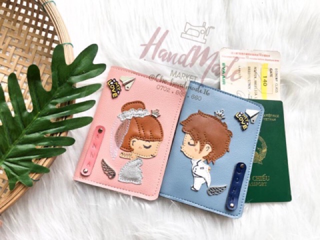 (Chat chốt tên-chọn màu)passport cover Cô Dâu- Chú Rể, vỏ hộ chiếu đôi 36 , passport cover couple đám cưới