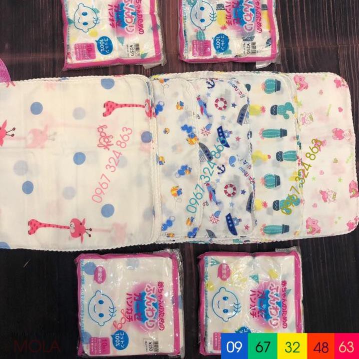 Khăn sữa xô 10 CÁI XUẤT NHẬT IN HÌNH dễ thương cho bé yêu