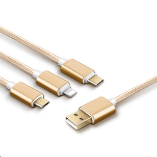 [SALE 10%] Cáp sạc 3 đầu dây dù dài 1m cổng microusb 8600, iphone 5, type C