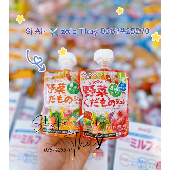 Thạch trái cây và  rau củ Wakodo cho bé trên 1 tuổi( bổ sung chất xơ chóng táo bón )