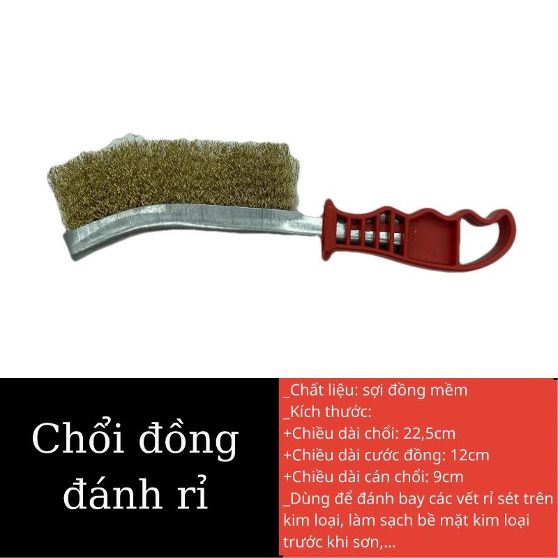 Bàn Chải -Chổi Đánh Gỉ Cán Cao Su Đỏ 100g, Cọ Gỉ, Đánh Bay Gỉ Sét, Chuyên Dụng- Vanphongpham.baolinh