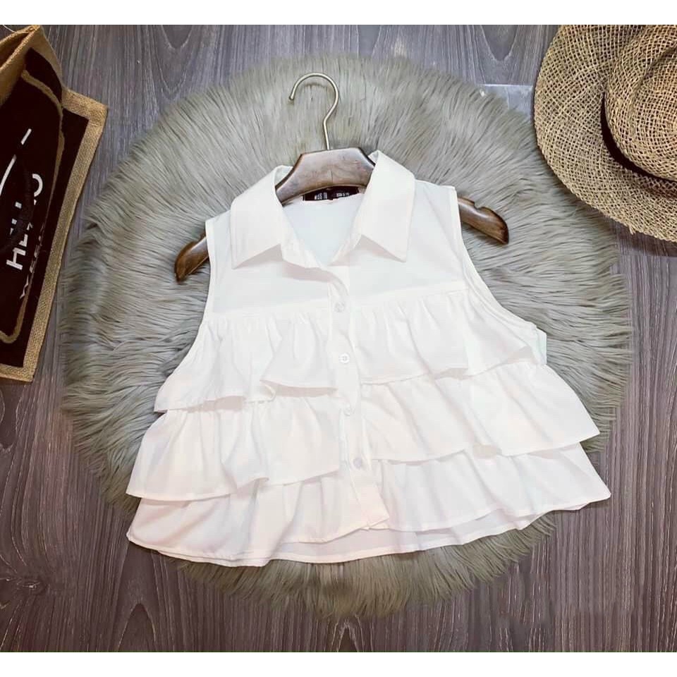 Áo kiểu nữ bánh bèo 3 tầng, Áo sọc nách cổ bẽ thiết kế Babydool HIJUNE AK13