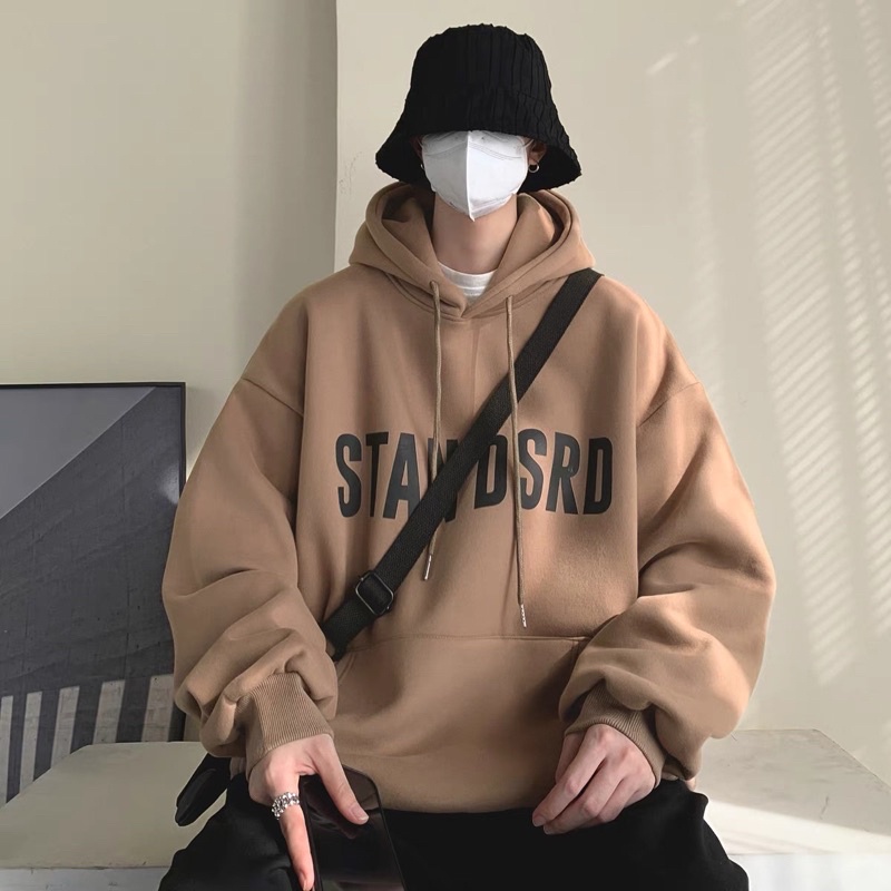 Áo hoodie form rộng Vải Nỉ Lót Bông Dày Dặn In San Unisex
