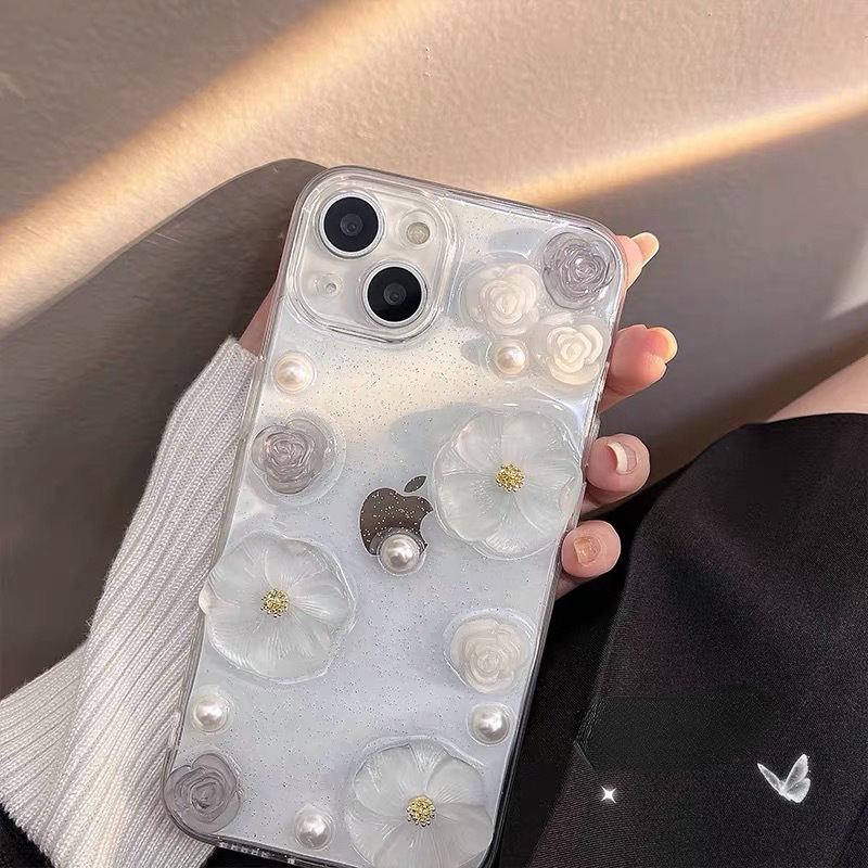 Ốp Điện Thoại Trong Suốt Họa Tiết Hoa Xinh Xắn Cho Iphone 13promax 12 11 xr