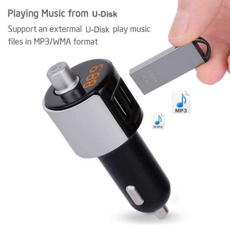 Tẩu sạc usb không dây tích hợp phát nhạc bluetooth mp3/ radio fm cao cấp tiện lợi trên ô tô