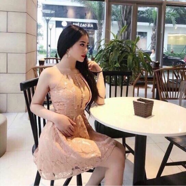 Đầm xoè cổ yếm ngực xếp ly kèm ảnh chụp thật 100%