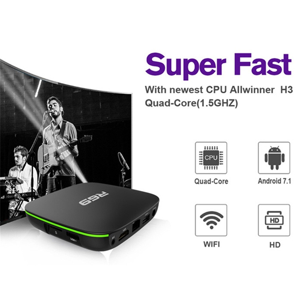 Thiết Bị Chuyển Đổi Tv Thường Thành Smart Tv Cộtcle--R69 Tv Box Android 7.1 Quad Core Wifi 4k Hdmi 1g + 8g