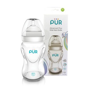 Combo Bình sữa cổ rộng Pur Advanced Plus 250ml (có sẵn núm M 3-6th) + núm lẻ size L