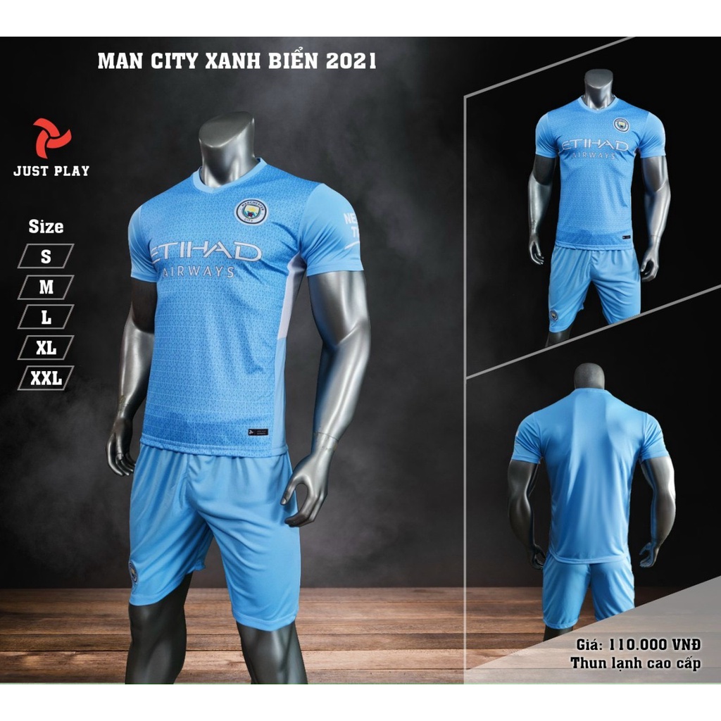 Bộ Quần Áo Đá Banh CLB Man City Sân Nhà Và Sân Khách Mùa 2020-2021 Hàng Thun Lạnh Việt Nam