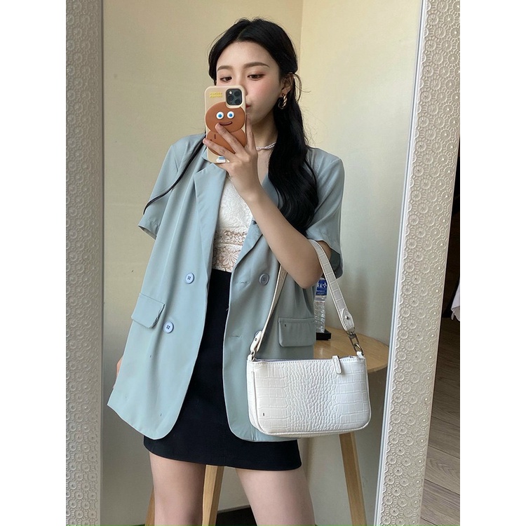 Áo blazer CỘC TAY ngắn 1 lớp khoác ngoài ulzzang, áo Blazer kiểu vest 1 lớp TAY NGẮN nhiều màu kiểu dáng Hàn Quốc