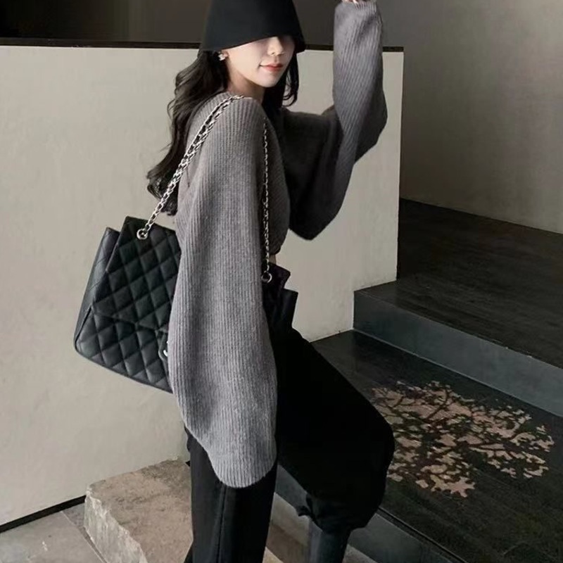 Áo Dệt Kim Tay Dài Mềm Mại Cá Tính Thời Trang