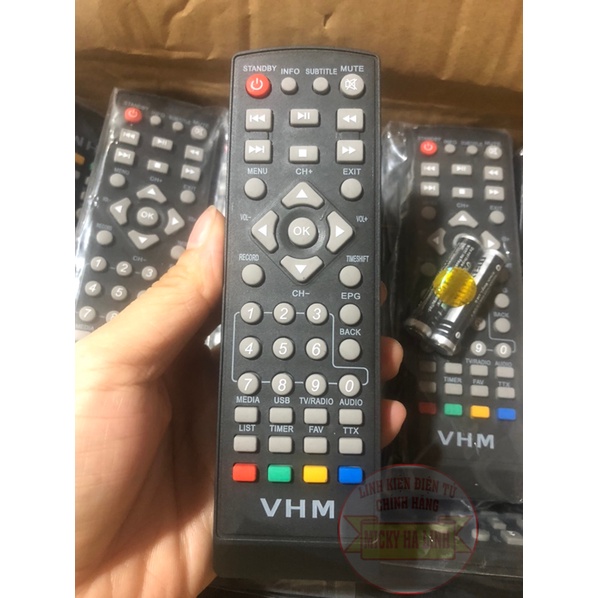 (10 cái) ĐIỀU KHIỂN REMOTE VHM NGẮN - DÙNG CHO TẤT CẢ CÁC ĐẦUTHU VINASATS2, DVB-T2 DO VŨHỒNGMINH SẢN XUẤT (HÀNG ZIN)