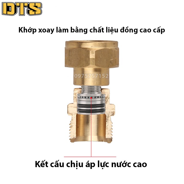 Khớp xoay chống xoắn dây phun xịt của máy rửa xe áp lực cao - Lắp vào súng có ren ngoài 22mm