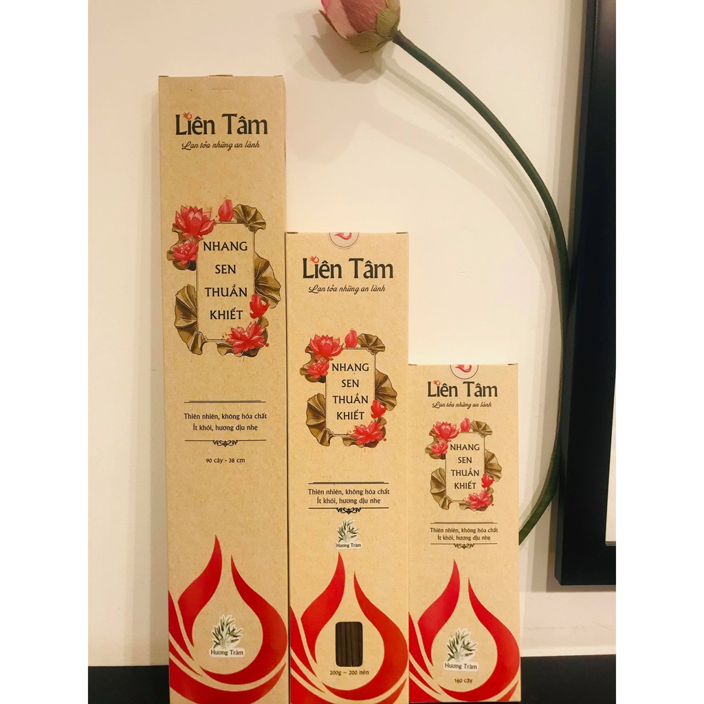 Nhang Sen Hương Tràm Liên Tâm Hộp 90 cây - 38cm - Nhang thiên nhiên 100%