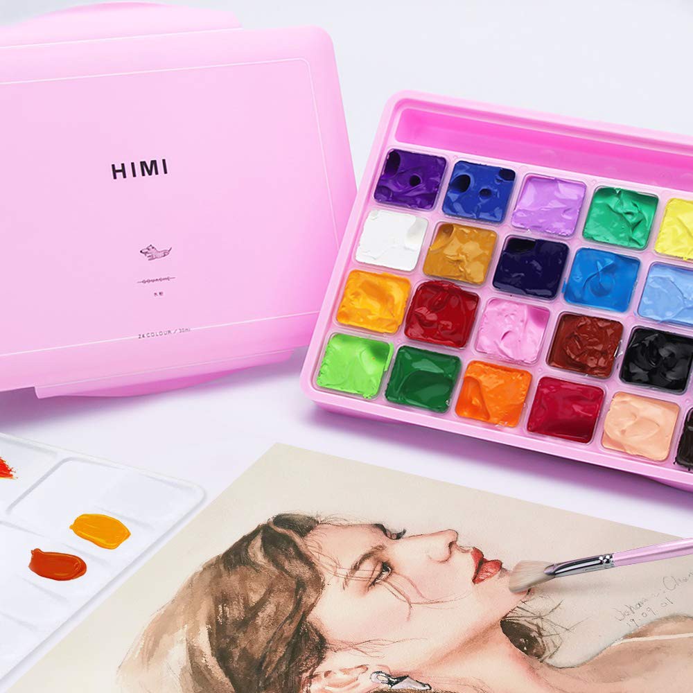 Màu Gouache Himi Dạng Thạch 🎨️🎨 KÈM QUÀ TẶNG 🚀🚀 Bộ 18/24 màu