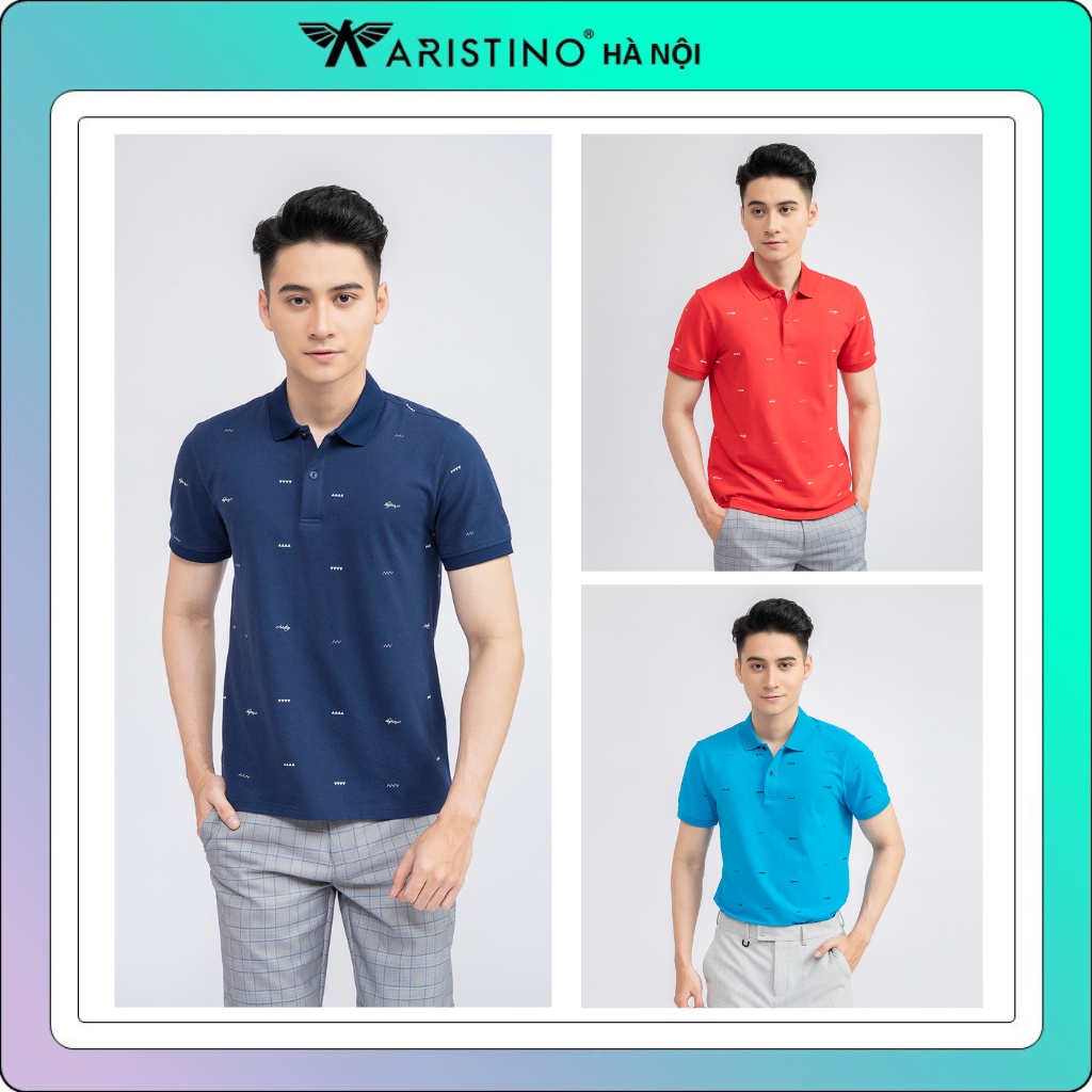 Áo  polo nam  ARISTINOcotton thấm hút mồ hôi  from rộng  APS017S1