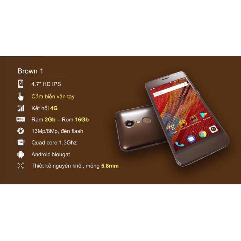 Điện thoại Brown 1 Cảm biến vân tay 2G/16G 13mp/8mp android 7