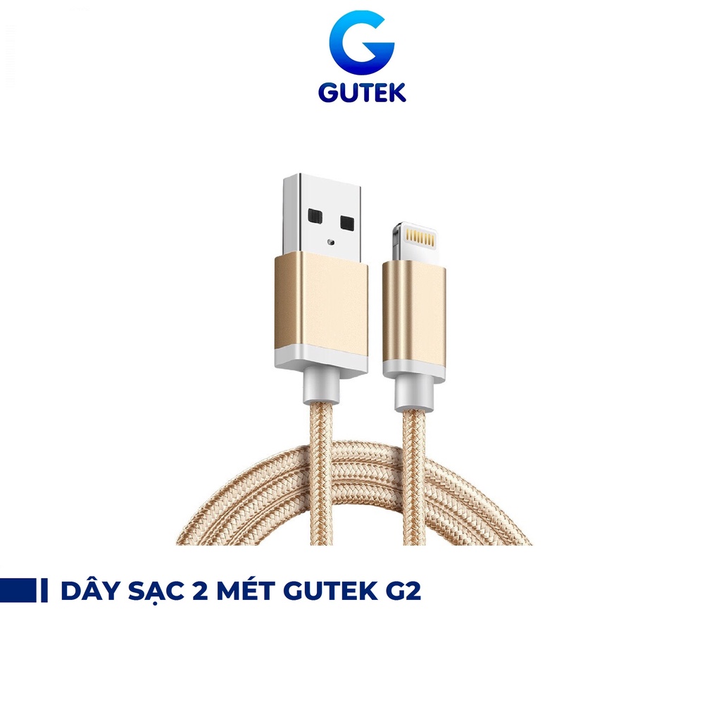 Dây Cáp Sạc Điện Thoại Bọc Dù Chống Đứt Dài 2m Gutek G2