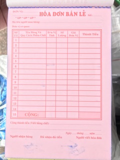 10 cuốn Hoá đơn bán lẻ 2 liên