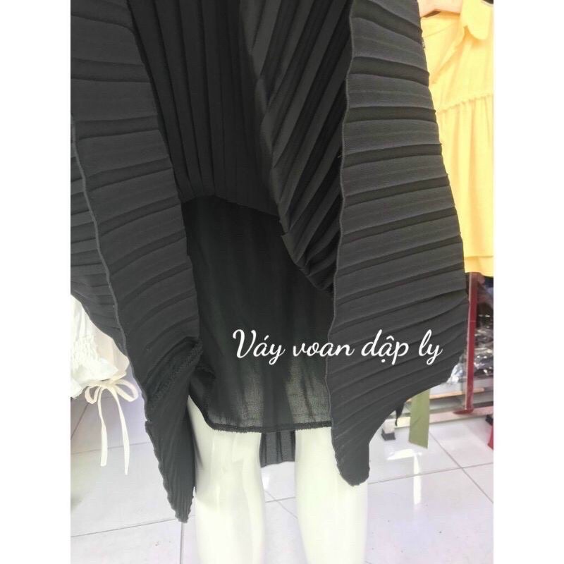 Chân váy voan dập ly dáng dài  2 màu trắng và đen. alohashop91