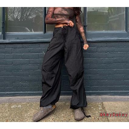 Quần ống rộng Màu Trơn Phối Dây Rút Phong Cách Cổ Điển Thời Trang Cho Nữ Khiêu