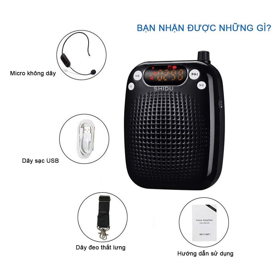 Máy trợ giảng Shidu S611 kèm Micro không dây cao cấp