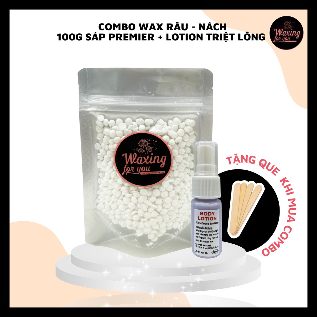 Combo sáp wax lông nóng siêu bám lông + 20ml lotion dưỡng da sau wax