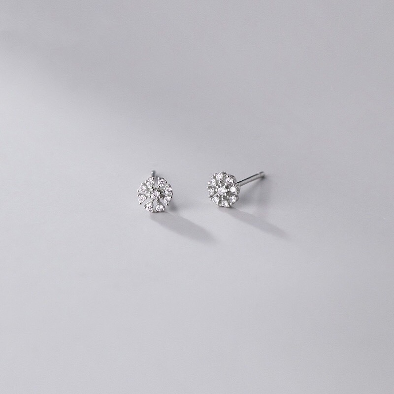 Bông tai bạc nữ H.A.S hình hoa nhỏ đính đá - HBT3