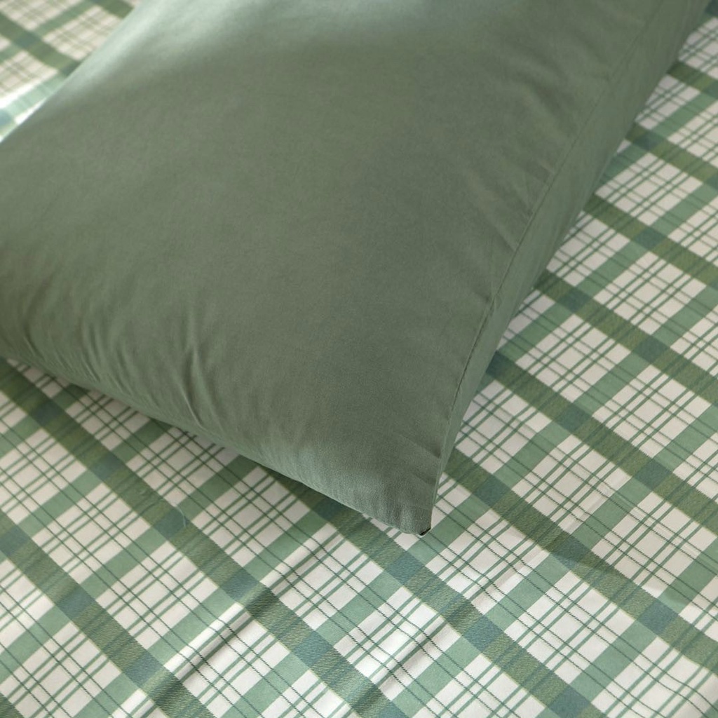 Bộ Chăn Ga Và Vỏ Gối Cotton Tici Mix Kẻ Xanh Ngọc (Sản phẩm không kèm ruột ), Vải đẹp mềm mịn