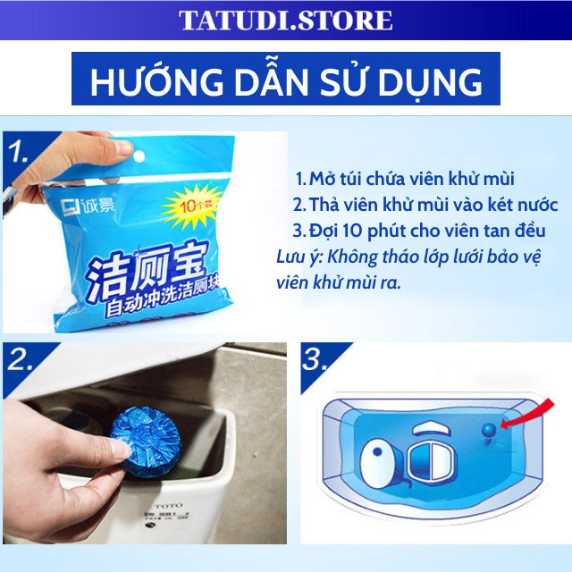 Gói 10 viên thả tẩy bồn cầu toilet siêu mạnh diệt khuẩn lưu hương thơm tự nhiên dịu nhẹ thoáng mát và tiện dụng