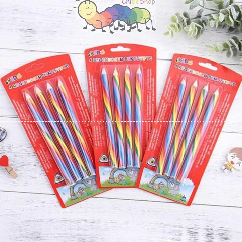 Bút chì vẽ 6 cạnh màu cầu vồng