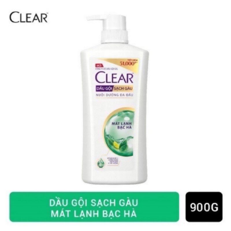 Dầu gội Clear bạc hà 900 ml mát lạnh