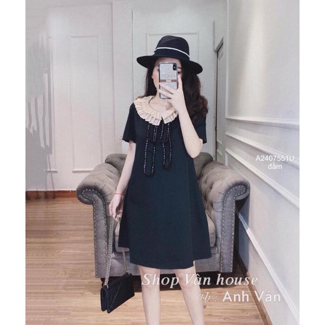 Đầm suông cổ nơ