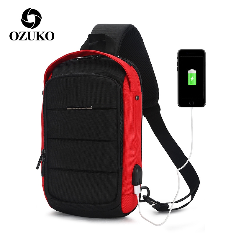 [ĐỦ MÀU] Balo chéo USB cao cấp Ozuko 9068 - Bảo hành 12 tháng