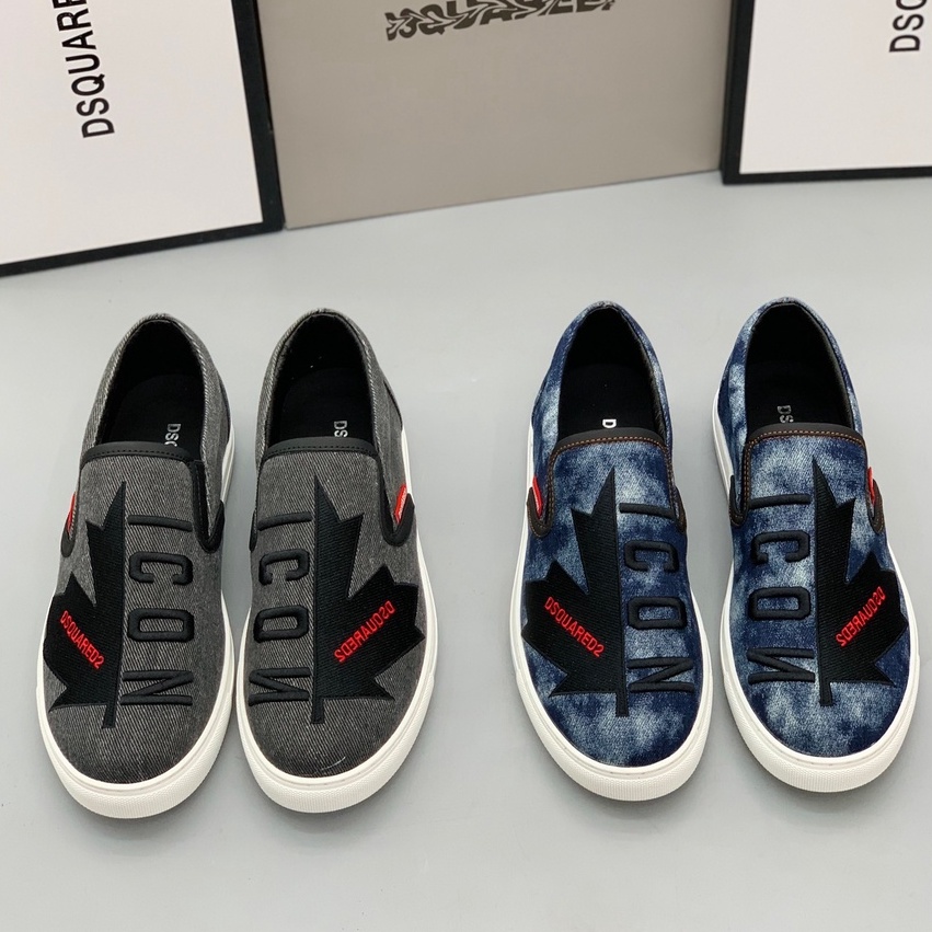 Giày Slipon Dsquared icon vải jean bò logo thêu LA 2022 on web fullbox