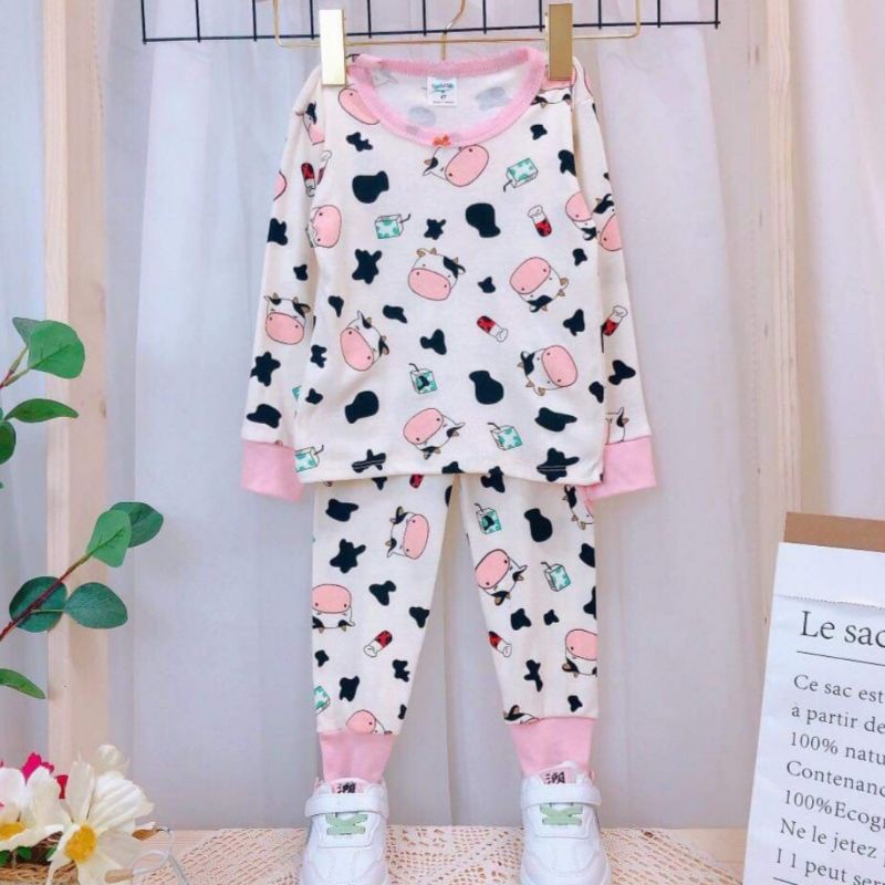 Bộ bé gái dài tay cotton bozip xuất dư 8-18kg chất co dãn đẹp