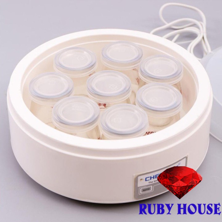 Máy làm sữa chua 8 cốc thủy tinh Chefman CHÍNH HÃNG-Ruby House