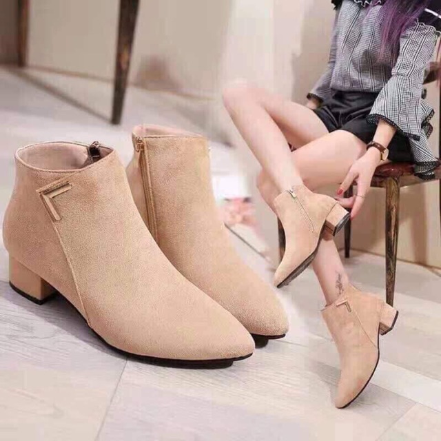 Bốt da lộn cổ ngắn ( kèm ảnh thật)