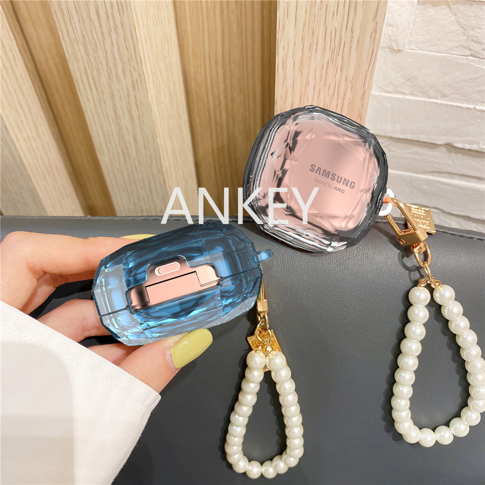 Samsung Galaxy Buds Live / Buds Pro / Buds 2 / Buds2 Pro Vỏ bảo vệ hộp sạc tai nghe đính ngọc trai xinh xắn cho