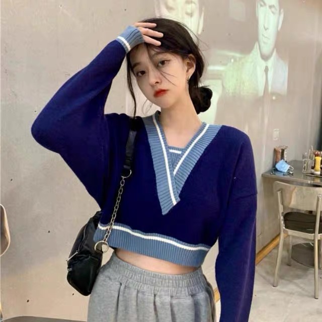 Áo croptop thuỷ thủ tay dài Forgirl cá tính phong cách Hàn Quốc