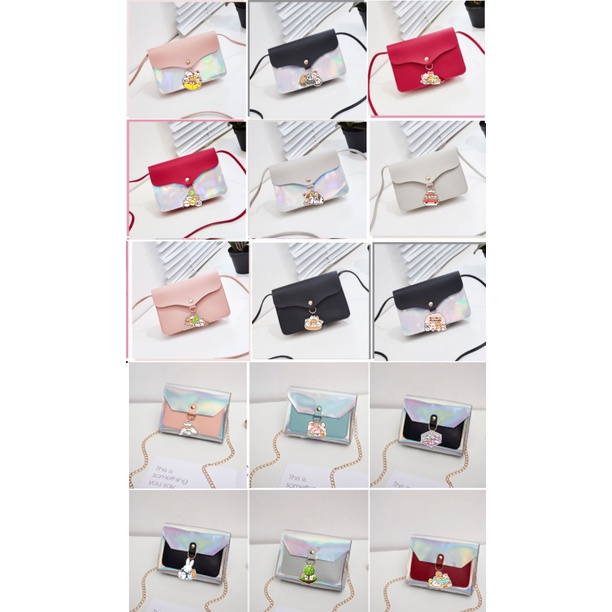 Túi đeo chéo hologram bare bear cute molang pusheen gấu brown tonton khủng long hoàng đế mèo capoo TXHI4